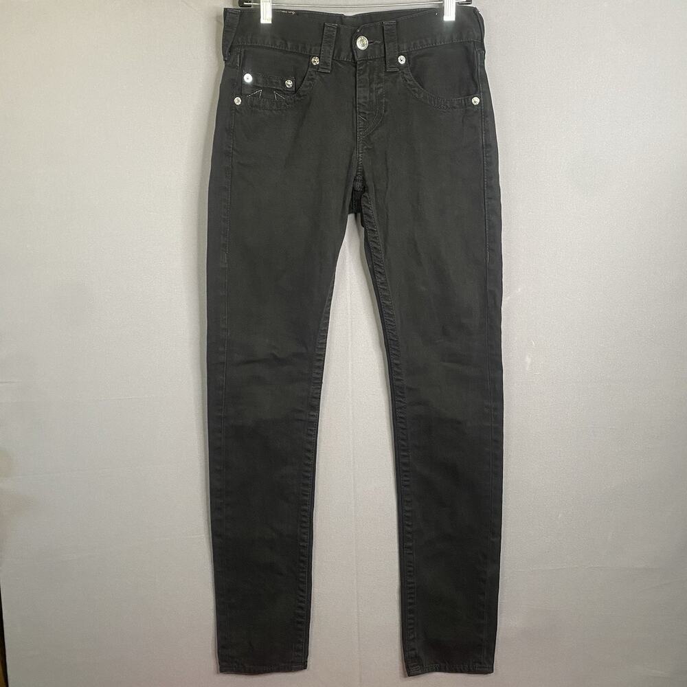 True Religion Women’s Skinny Jeans Size 28 Black Classic Leather Tag 100% Cotton